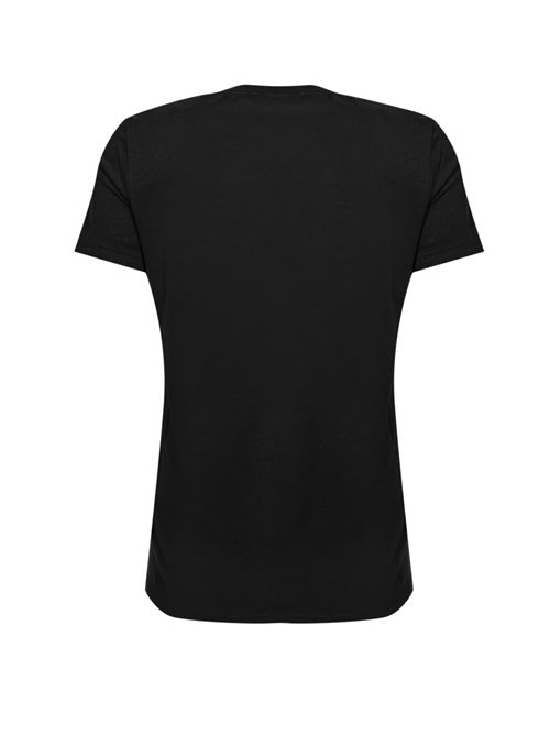 T-shirt in jersey con doppio logo ricamato Nero Elisabetta Franchi | MA00756E2110
